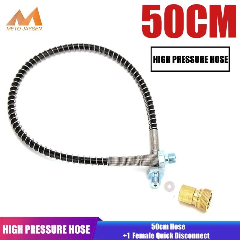 Paintball 50cm Long High Pressure Hose with Spring Wrapped for Pneumatics Equipment Air Refilling M10x1 Male Thread