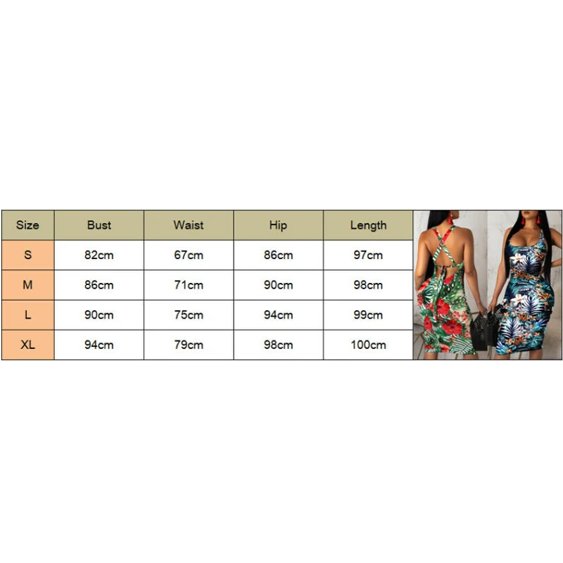 

Women Floral Strap Mini Dress Sleeveless Backless Bodycon Pencil Short Dresses Summer Beach Holiday Vestidos Clubwear