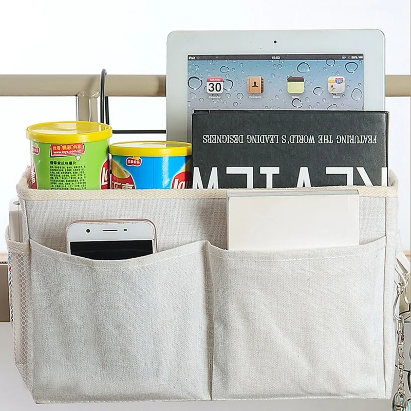 Тканевая настенная сумка для хранения из хлопка и льна держатель кроватей