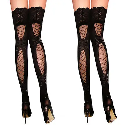 

Sexy Lingerie Stockings Women Lady Sheer Lace Top Stay Up Thigh High Hold-ups Over The Knee Fishnet Stockings Pantyhose