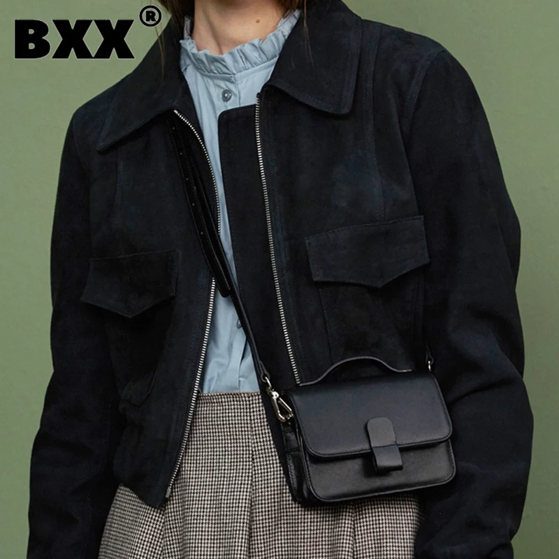 

[BXX] Woman New Brand Brief Mini Black Chains PU Leather Personality All-match Crossbody Shoulder Bag Fashion Tide 2021 GF0712