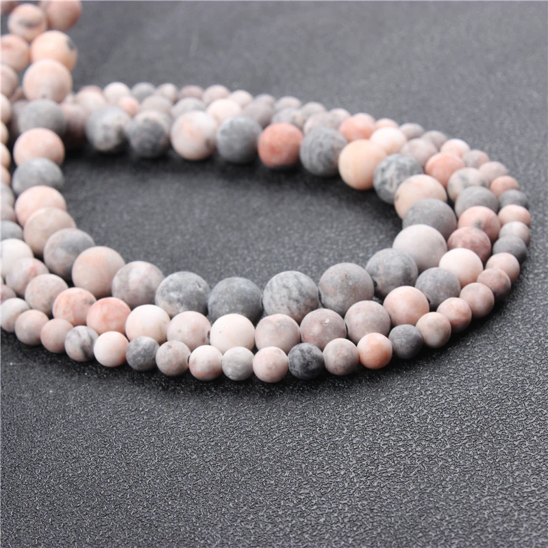 

WholesaleNaturalFrosted ZebraRoundBeadsLooseBeads6/8/10/12MMSuitableForJewelryMakingDIYBraceletNecklace