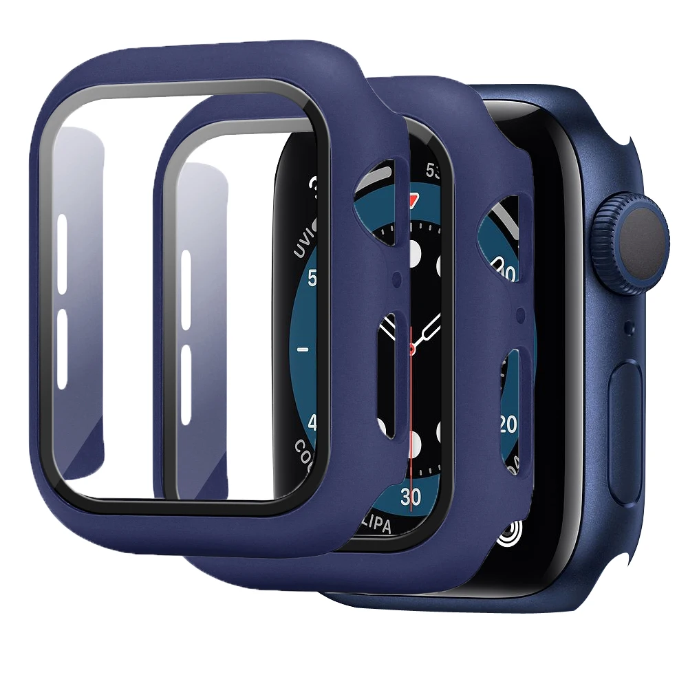 

cases for apple watch 6 SE case 44mm 40mm Tempered Glass Screen protector + pc case for iwatch 6 5 4 SE full protect cover shell