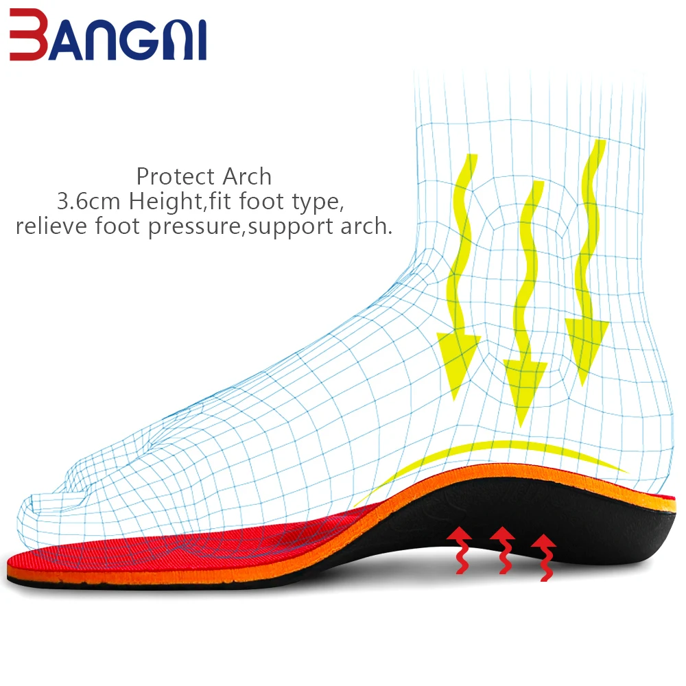 BNAGNI Orthopedic Insoles Relief Plantar Fasciitis Shoes Pad Heel Pain Arch Support Mild Flat Feet Insert for Men Women Sole