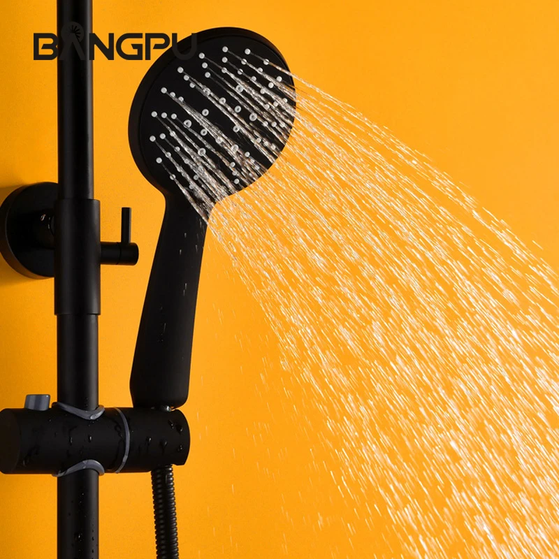 

BANGPU Matter Black Hand Shower ABS Plastic Shower Head Multifunction High Pressure Handheld Shower Water Saving Shower Head