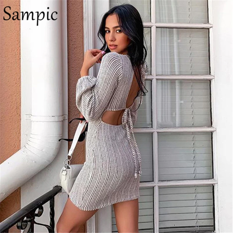 Sampic повседневные женские вечерние платья для ночного клуба облегающее винтажное