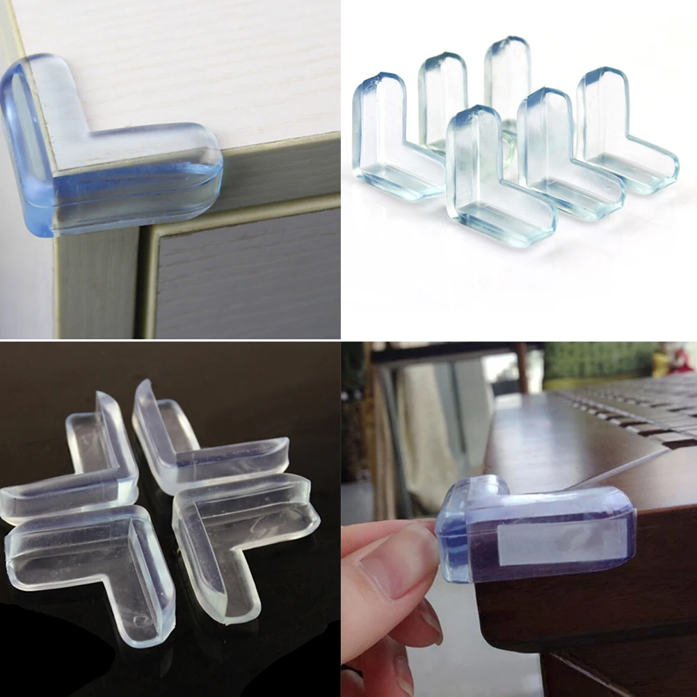 Protector de parachoques de seguridad transparente para beb&eacute;, 4 piezas, 1s, coj&iacute;n protector para Borde de esquina de escritorio y Mesa-1