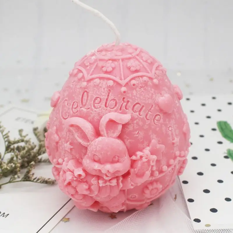 Пасхальное яйцо мультяшный Кролик силиконовая форма для мыла DIY Глиняная свеча