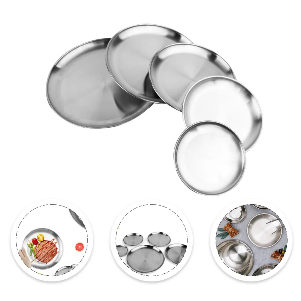 

1Pc Creative Food Serving Plate Round Dinner Plate Multi-functional Food Plate