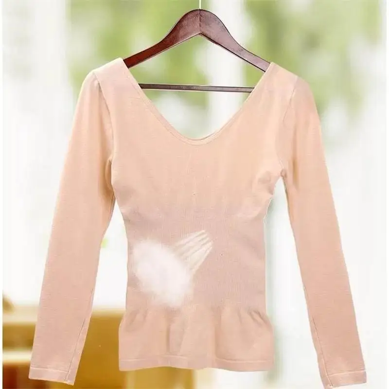 

Women 2020 Spring Autumn Thermal Shirt Body Sculpting Female Slim Underwear O-Neck Long Sleeve Warm Underwear Thermal Tops E332
