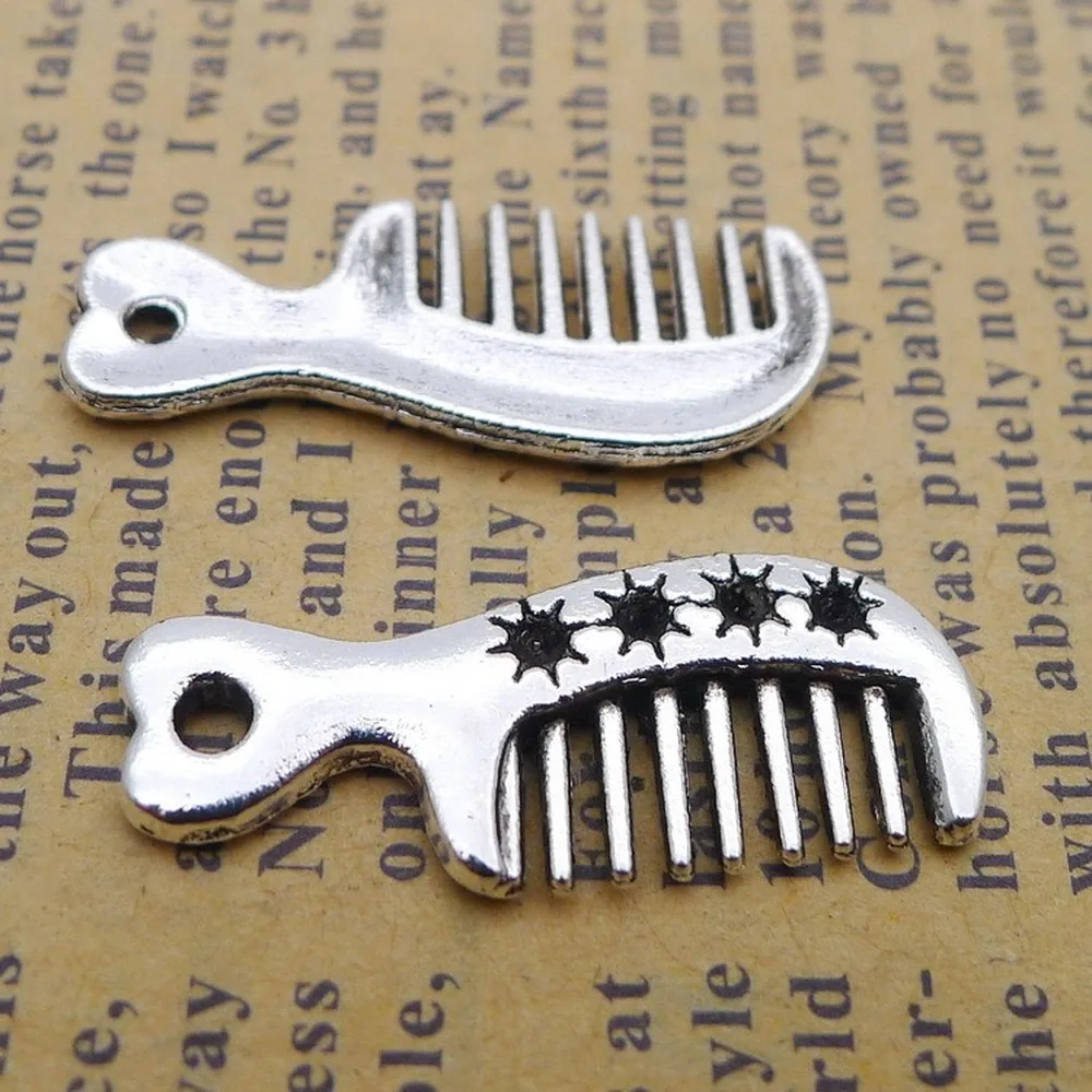 

120pcs Comb Charms 10mm x 26mm DIY Jewelry Making Pendant antique silver color