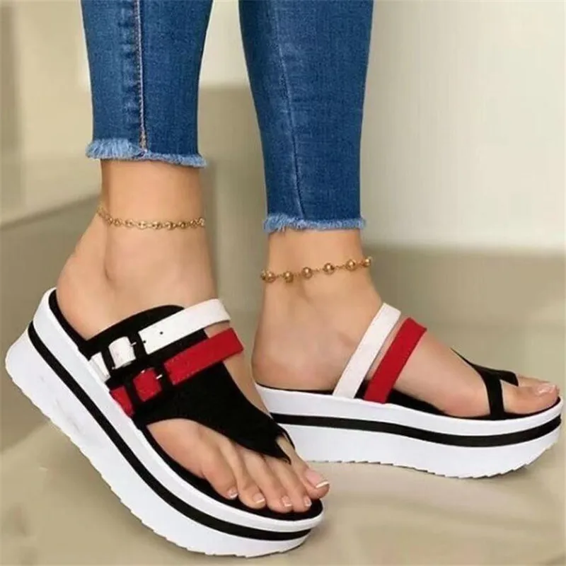 Летние Новые Модные женские сандалии на танкетке повседневные Студенческие