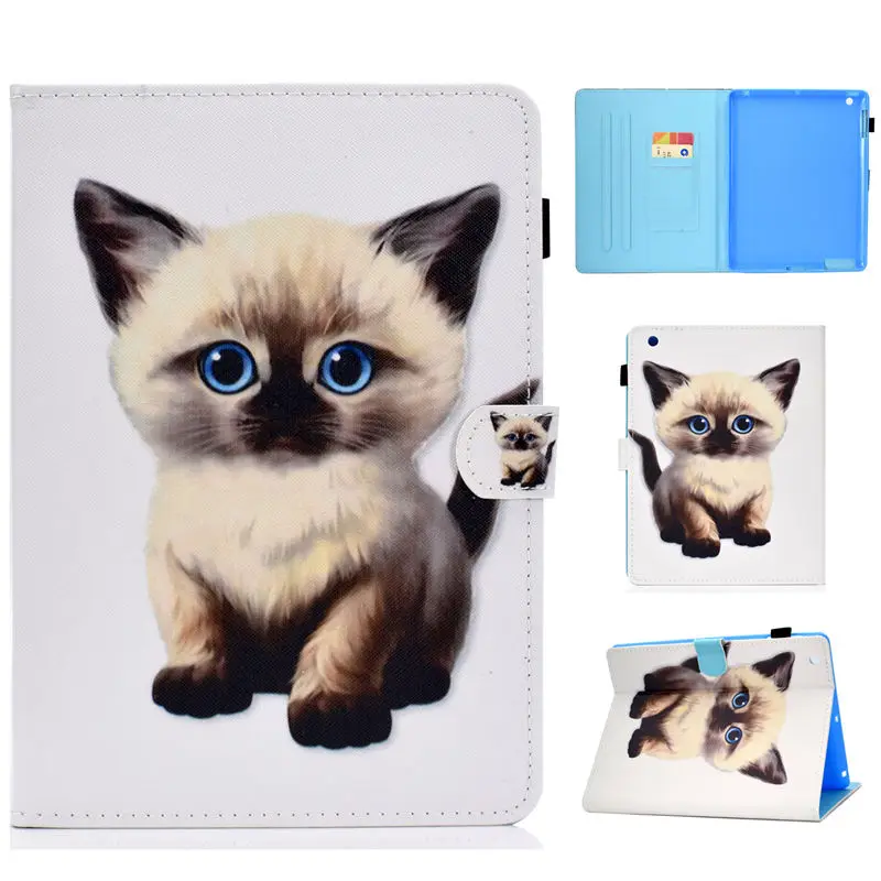 S031 Мультфильм Cat Чехол для Apple iPad 2/3/4 чехол Funda планшет силиконовый чехол из искусственной кожи для iPad2 iPad3 iPad4 Стенд кожи в виде ракушки+ стилус+ Защитная пленка на экран - Цвет: S031