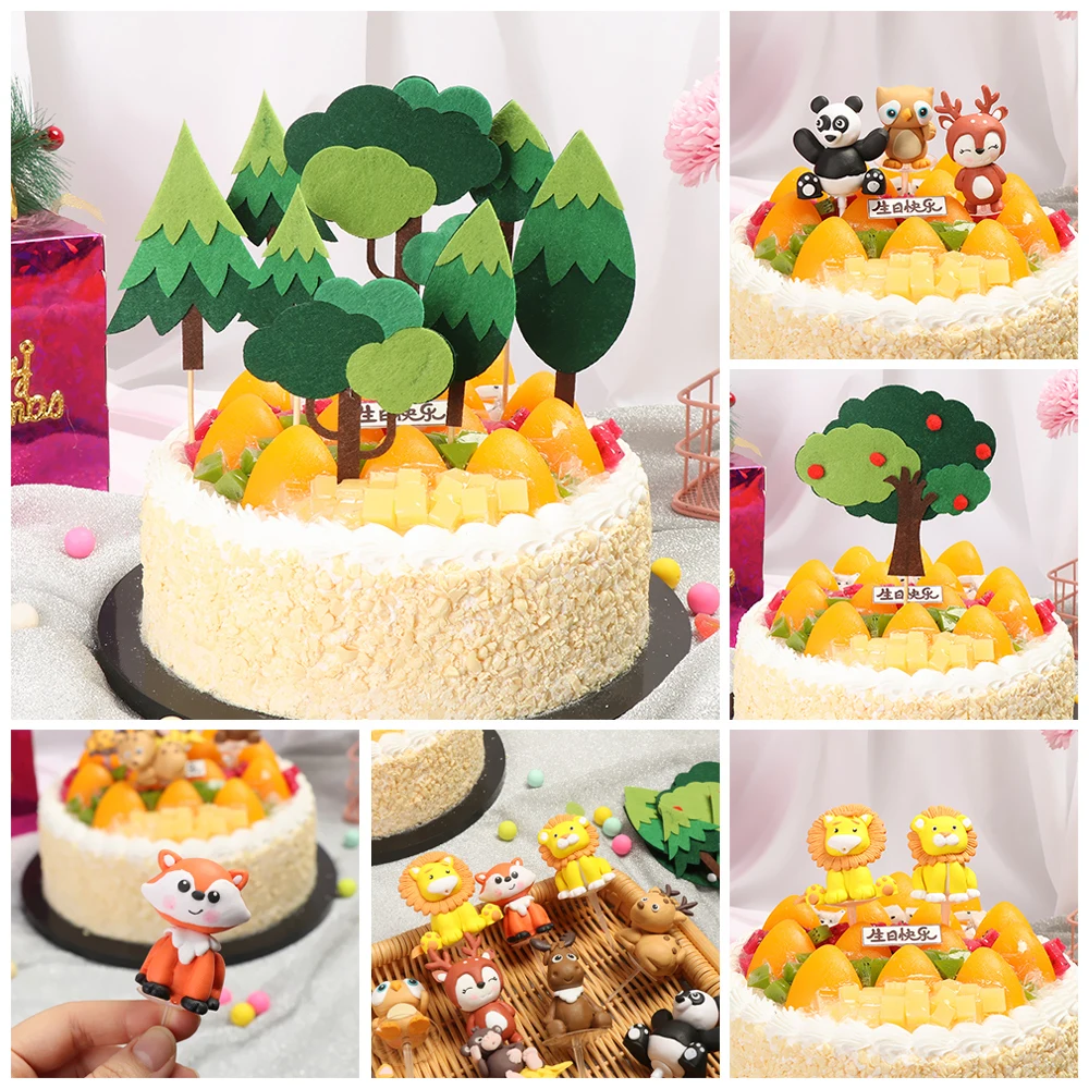 1 шт. милые торты в виде животных из зоопарка украшения на день рождения для детей