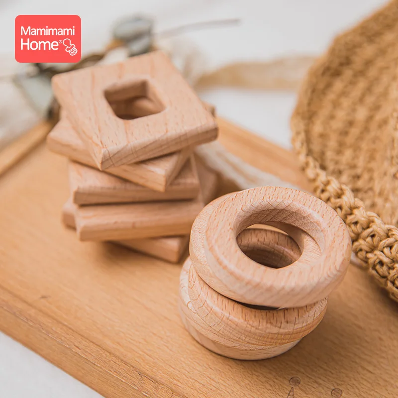 

5pc Baby Teether Wooden Ring Teething Pendants BPA Free Wooden Beech Ring Toys Pacifier Chain Pendants Nurse Gifts Baby Products