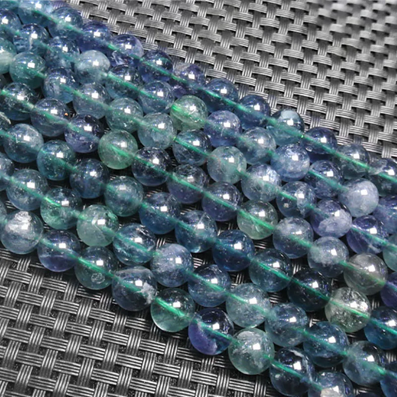 

6-10mm Natural green Fluorite smooth round Stone Beads For DIY necklace bracelet jewelry making 15 "free delivery