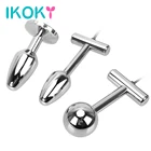 Металлические анальные шарики IKOKY, товары для взрослых, массаж простаты, электро шок, секс-игрушка для женщин, Анальная пробка, точки G, вагинальные тугие