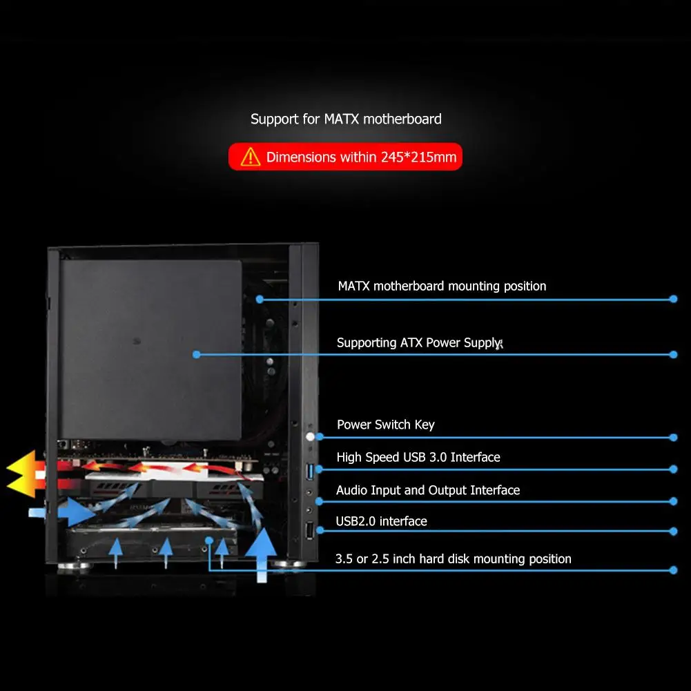 Jonsbo C2 серебристый алюминиевый мини-компьютер ITX MATX чехол USB3.0 игровой маленький