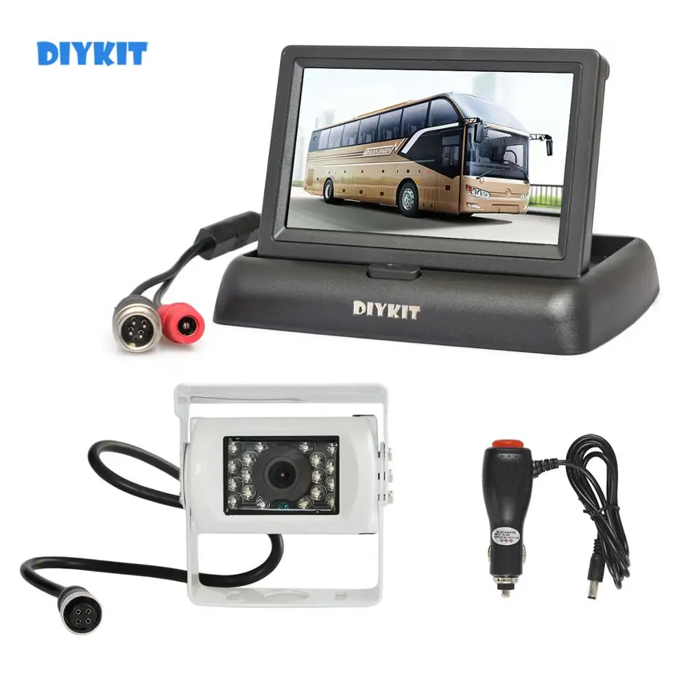 Автомобильный монитор заднего вида DIYKIT 4pin 4 3 &quot водонепроницаемый CCD ночное