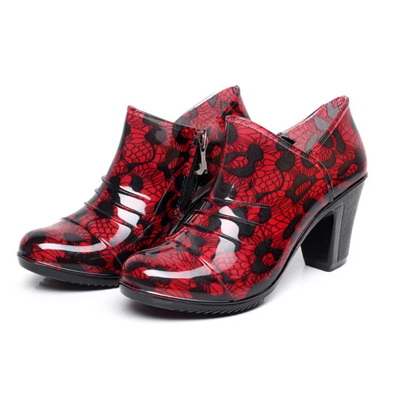 Сапоги Aleafalling женские резиновые водонепроницаемые полусапожки на молнии с