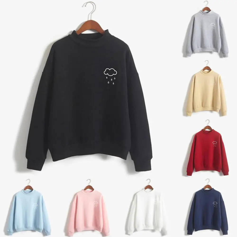 Женские осенние однотонные рубашки свитшот с длинным рукавом вырезанный пуловер