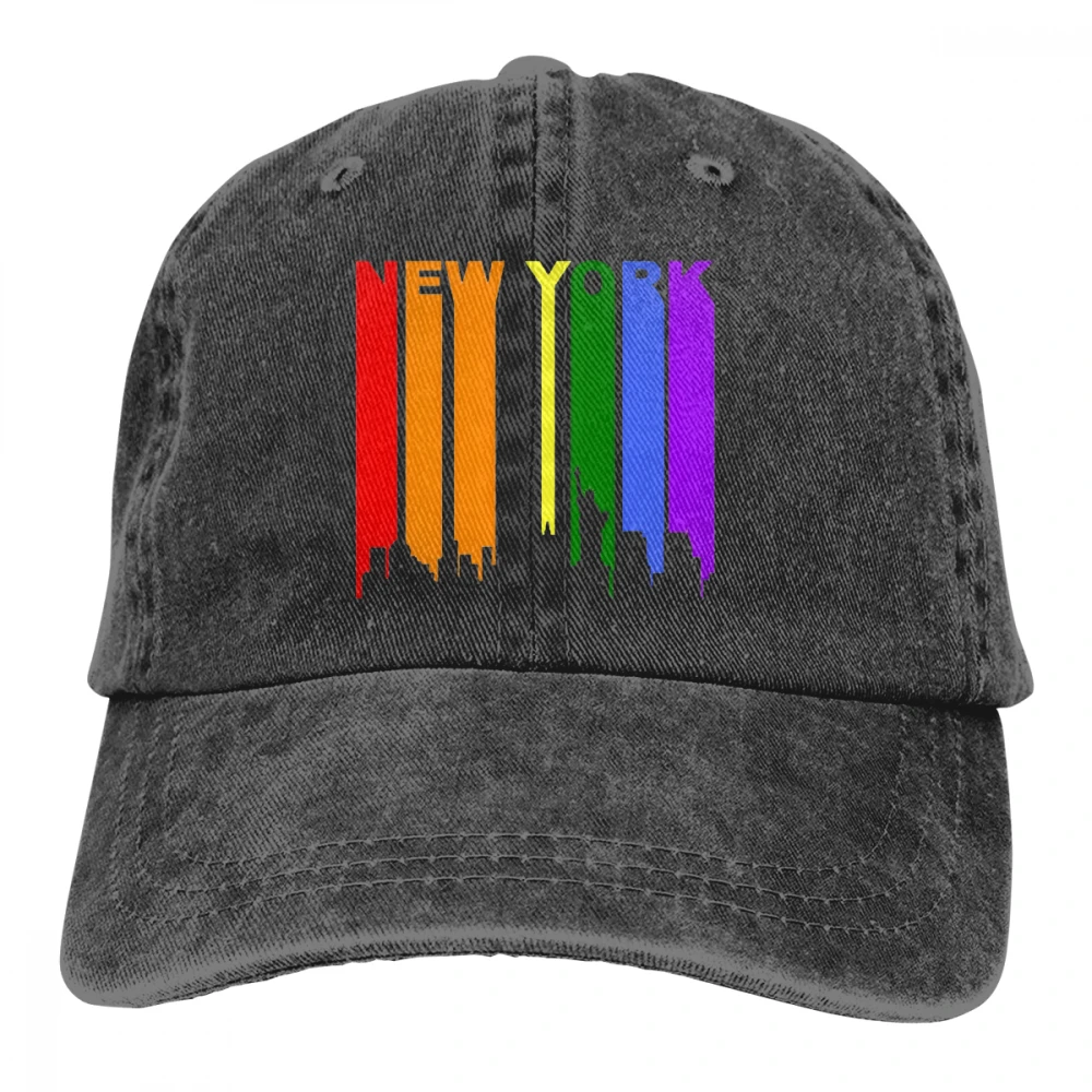 Нью Йорк Сити Радуга Skyline ЛГБТ Casquette черные унисекс Мужские Женские джинсовые