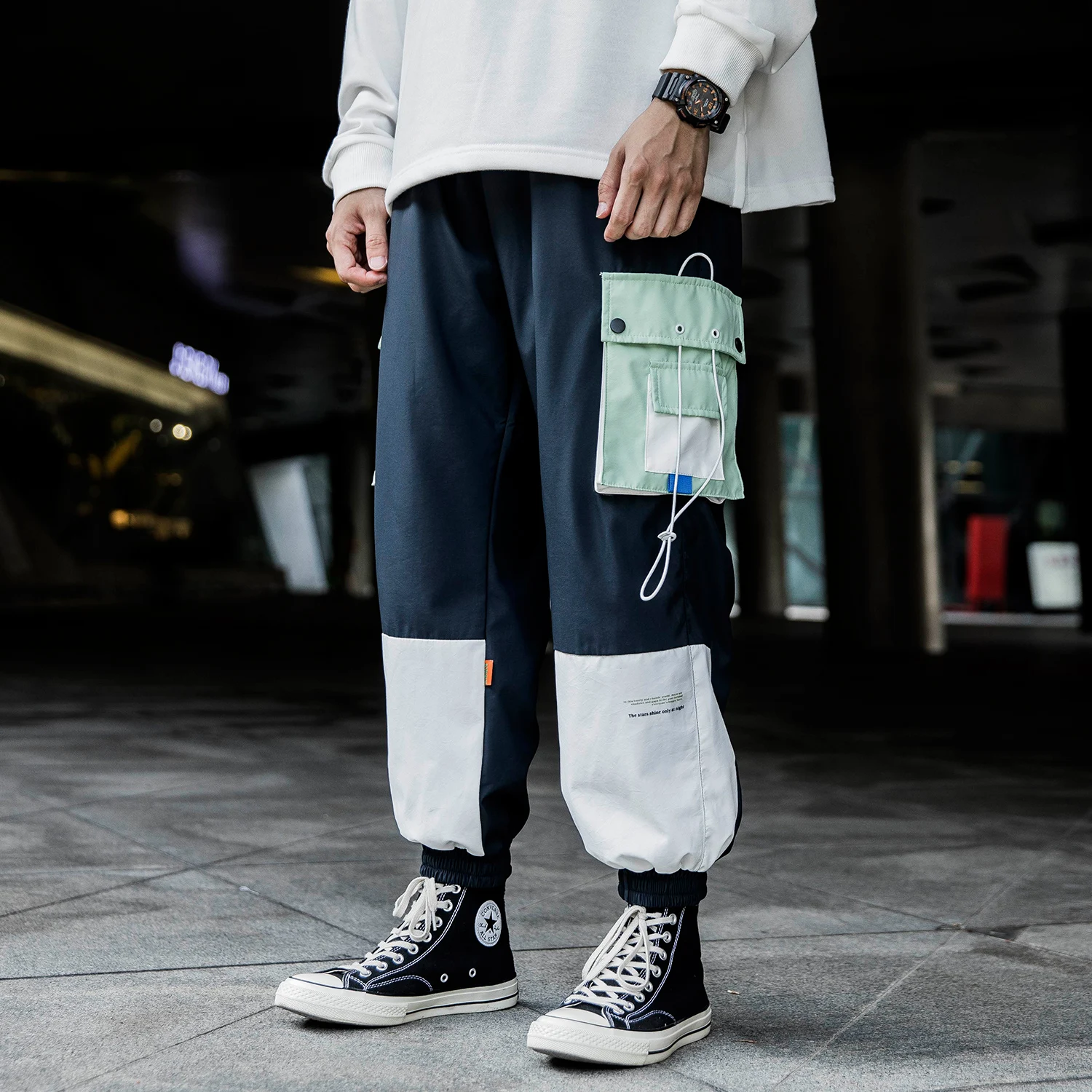 Брюки-карго мужские составного кроя с множеством карманов модные повседневные