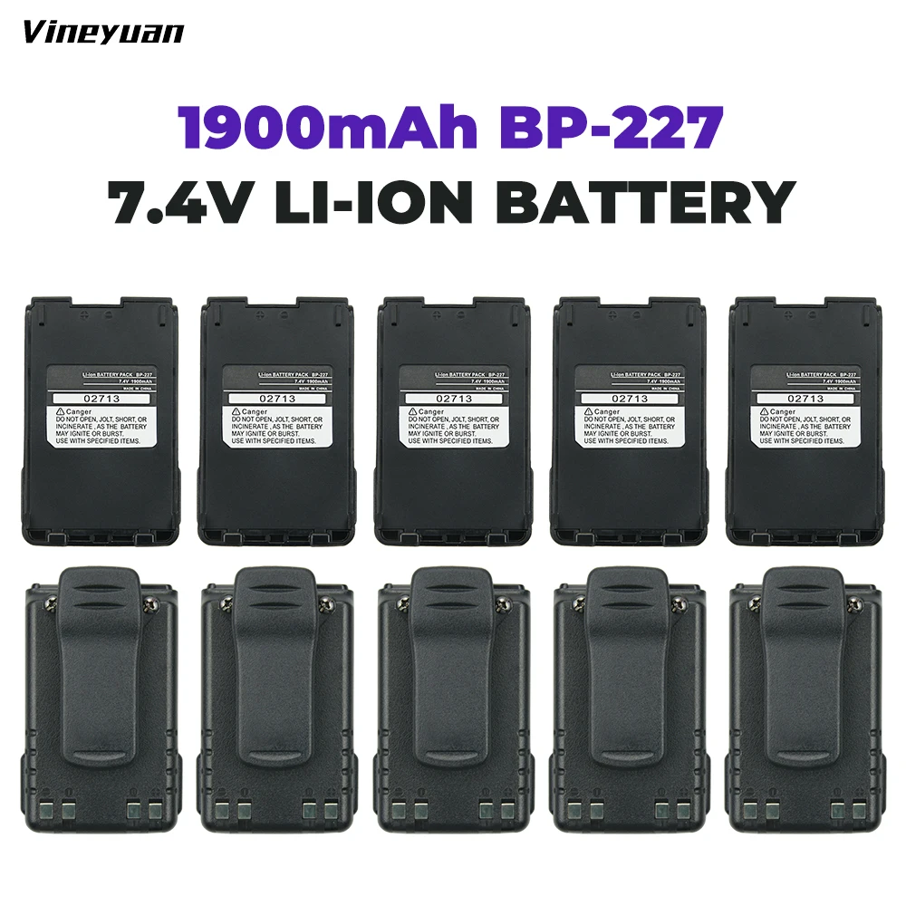 10х Замена для Icom BP-227 батарея совместима с BP-227Li двухсторонняя Радио (1900mAh 7 4 V