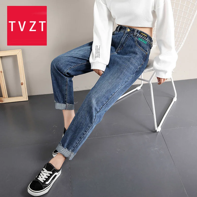 

TVZT Fashion Women Mom Jeans Cowboy Trousers Boyfriends Women's Jeans Full Length Mom Jeans Cowboy Denim Pants Plus Size