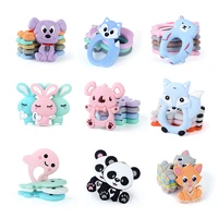 keepgrow 10pcs silicone teether animals koala bear dog baby teethers diy pacifier clips beads teething toys baby products