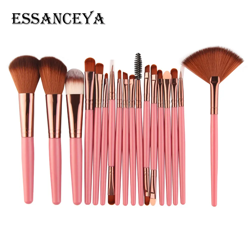 18PCS-FK ESSANCEYA 6-18 шт. набор кистей для макияжа, Тональная основа, пудра, румяна, тени для век, подводка для глаз, губ, косметический набор кистей для макияжа, инструменты - Handle Color: 18PCS-FK