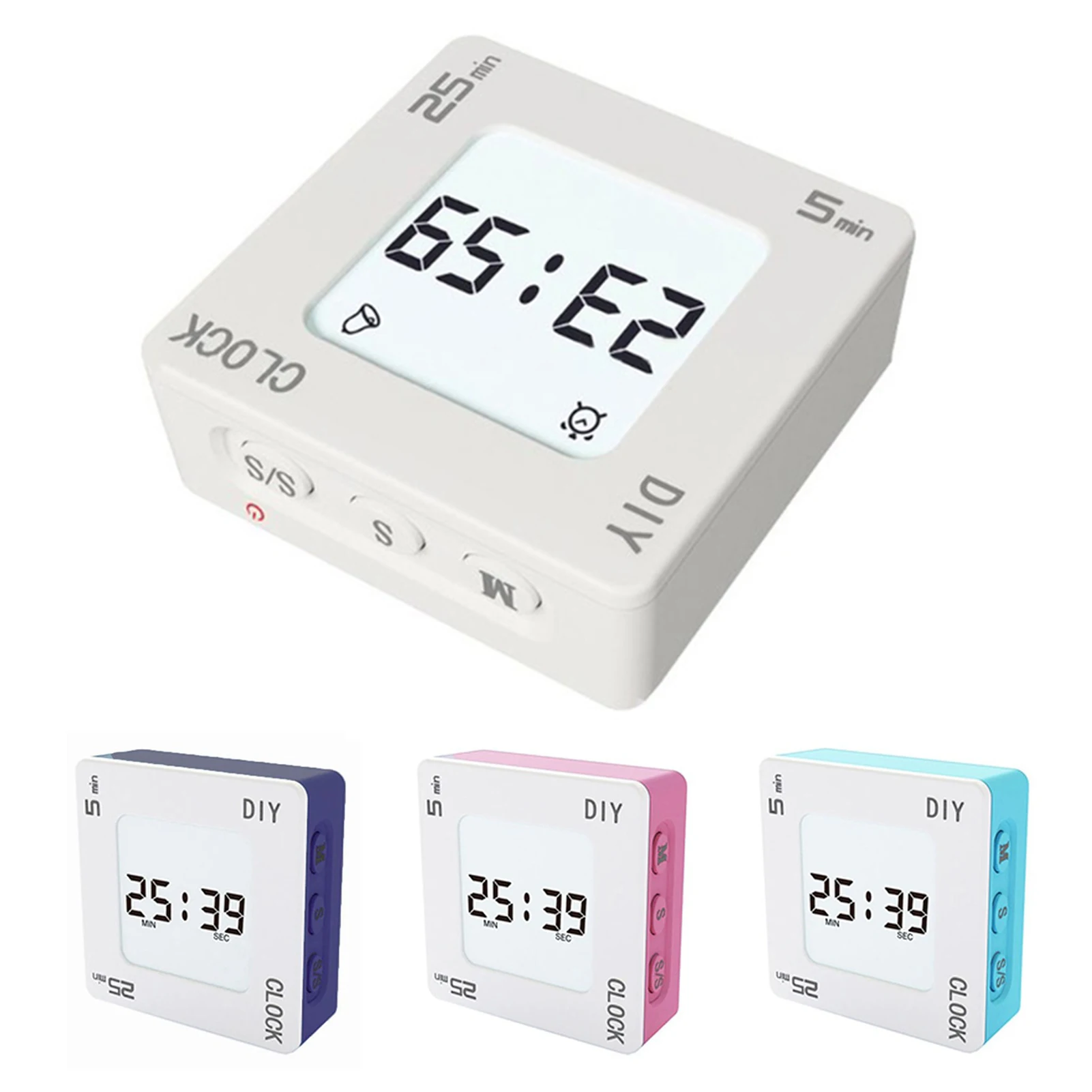 

DIY Time Management Tomato Timer Creative Square Alarm Vibration Flashing Backlight Timer Reminder For Students