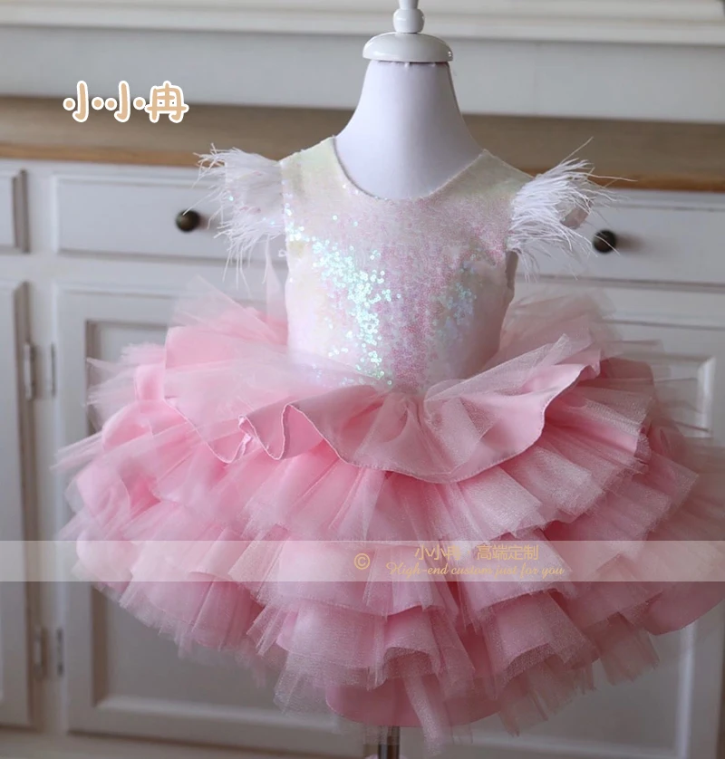 

Puffy Layers Girls Dresses Sequins Kids Princess Dress Kids First Communion Dresses Birthday Dress Christmas Party Dress