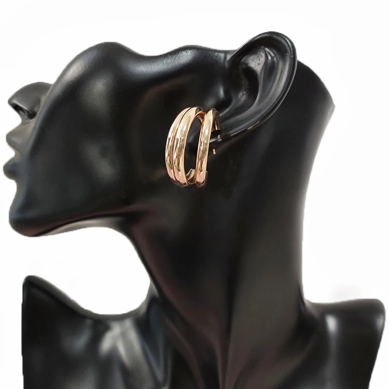 2020 C-shaped exaggerated metal earrings women punk design массивные серьги trendy корея gold color accessories gifts |