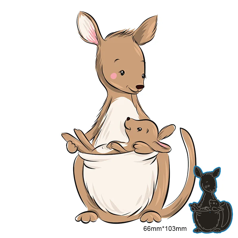 

Metal new Cutting Dies Kangaroo and its baby for decoration card DIY Scrapbooking stencil Paper Album template Dies 66*103mm