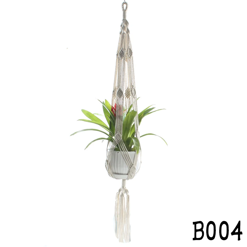 Подвесная корзина для растений ручной работы в макраме хлопковая веревка с