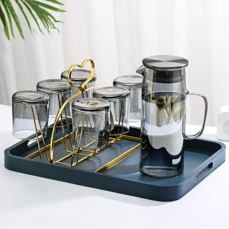 

Кувшин для воды из янтарного стекла объемом 1,0 л, термостойкий стеклянный чайный набор, графин с носиком крышки, горячий и холодный чайник, к...