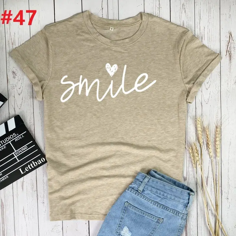 

Heart Smile Print Short Sleeve T-shirt Casual T Shirt Harajuku Ullzang Tshirt Fashion Top Tee Female
