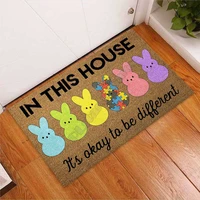easter bunny in this house its okay to be different autism doormat doormat door floor mats carpet decor porch doormat