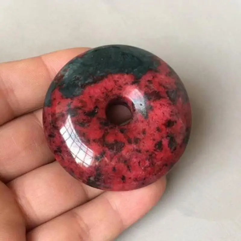 Подвеска-Пончик Из Натурального Красного Цветка Персика нефрита ожерелье для