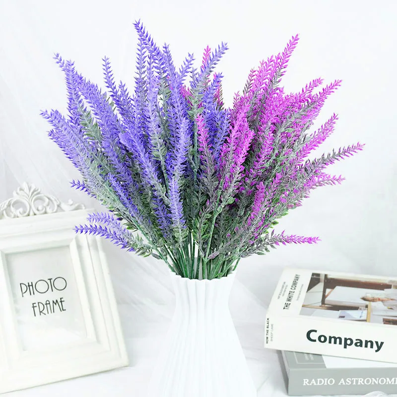 

1 Bunch Romantic Purple Lavender Plastic Artificial Flowers For Home Decor Wedding Bouquet Party Garden Decoration Fake Floral