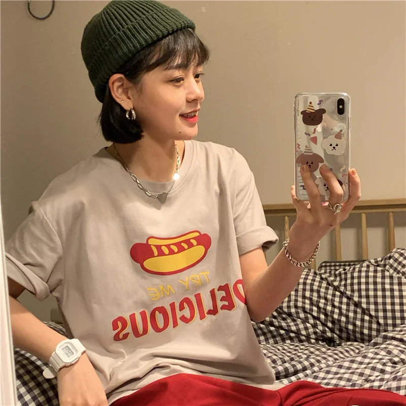 

Summer New Japanese Printed T-Shirt Female Short-Sleeved Ins Tide Korean Version Of Loose Bf All-Match Original Soft Girl Top