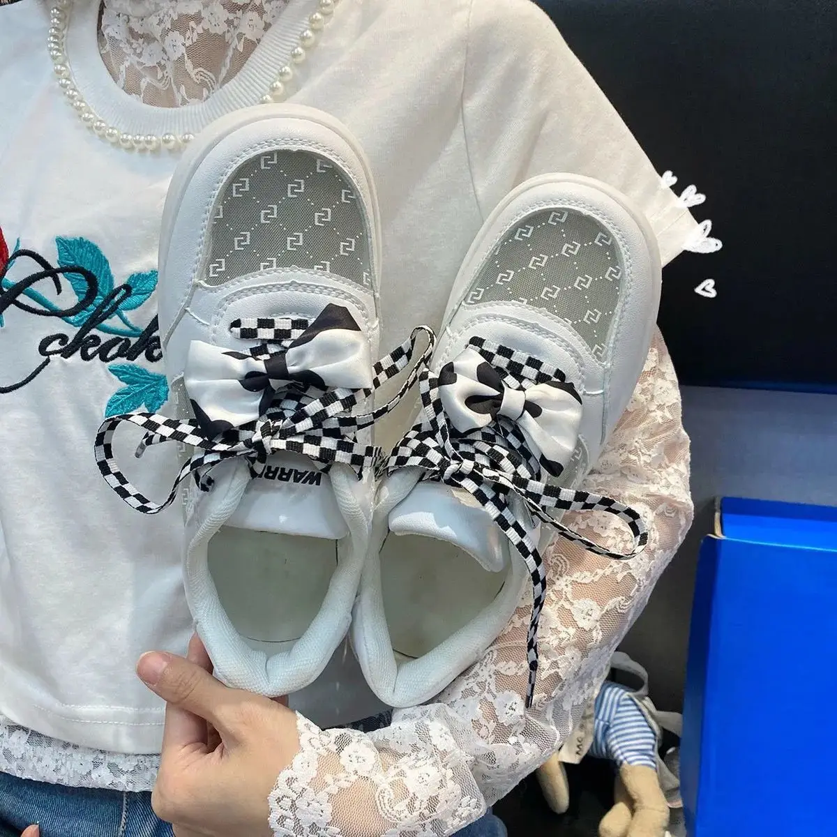 

Sneakers Woman White Kawaii Lolita Japan Canvas Sports Shoes Cow Print Flat Platform Running Trainers Korean Rubber Vulcanize