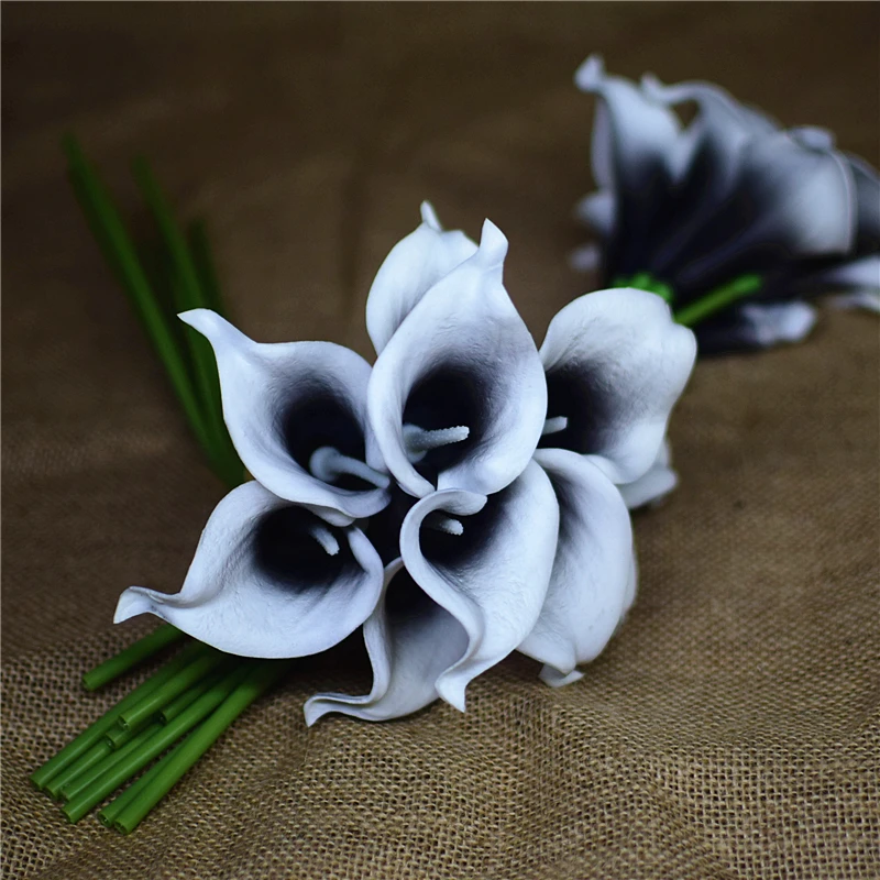 

Black Picasso Calla Lilies Real Touch Flowers For Silk Wedding Bouquets Artificial Calla lily Artificial Flowers home decoration