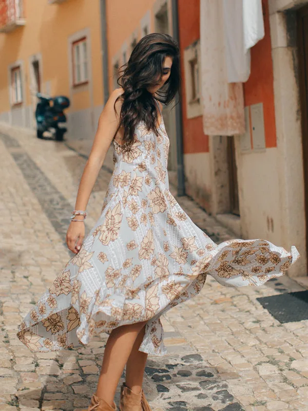 Bellflower женское асимметричное элегантное платье Лето 2019 с принтом v-образным