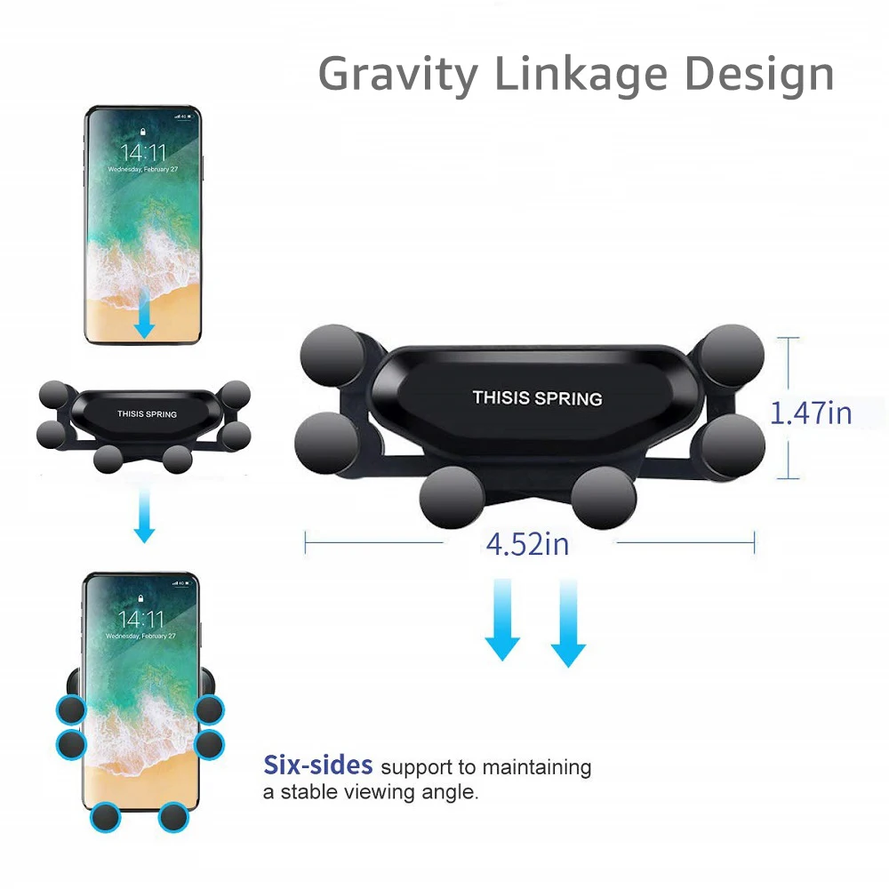 Универсальный гравитационный автомобильный держатель Untoom для iPhone Xs Max Xr X 8 7 6 Plus с