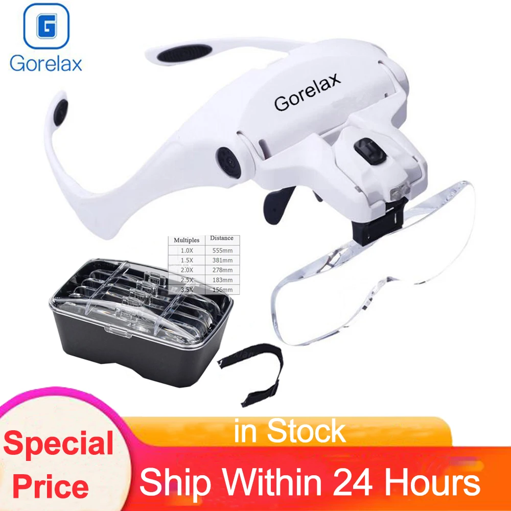 LED Headband Magnifier Loupe with 5 Lens for Reading, Repair, and Craft – Enhanced Magnifying Glasses LED Headband Magnifier Loupe with 5 Lens for Reading, Repair, and Craft – Enhanced Magnifying Glasses