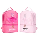 Персонализированная вышитая детская танцевальная сумка для девочек, розовая балерина, спортивная сумка для балета, сумка через плечо для балета, рюкзак