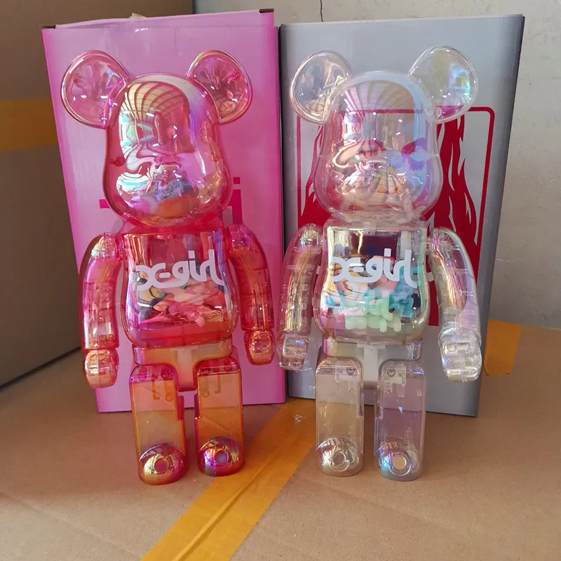 

New Sell Bearbricklys 400% 28cm X-girl Colorful Beads Pvc Action Figures Blocks Bear Doll Decoration Models Toys Christmas Gifts