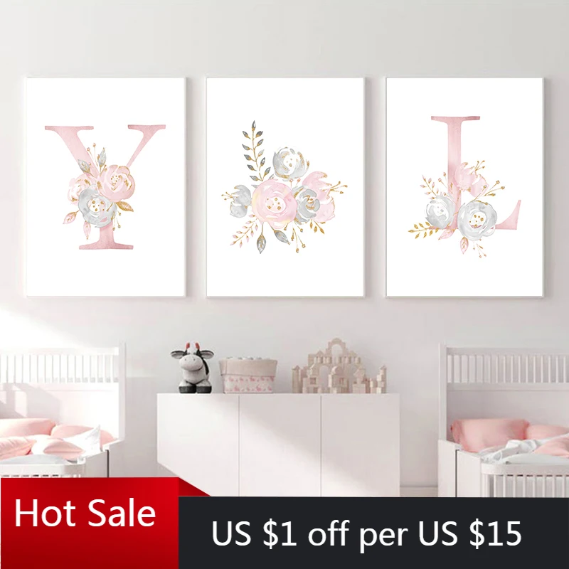 Для маленьких девочек с изображением розовых цветов холст картина плакат для